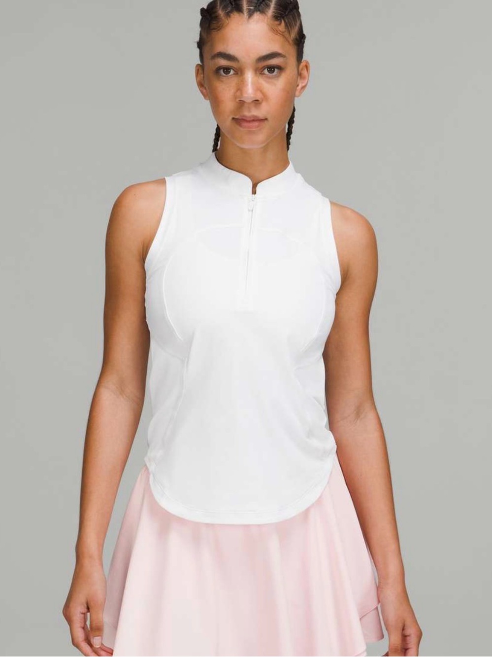 Lululemon Sleeveless White Zip-Front Performance Top